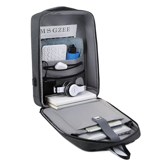 Gzan Executive Backpack - 15" Laptop Compatible, Waterproof, USB Charging Port, TSA-Friendly Lock